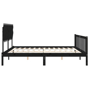 Massivholzbett Schwarz 200x200 cm mit Kopfteil