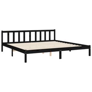 Massivholzbett Schwarz 200x200 cm mit Kopfteil