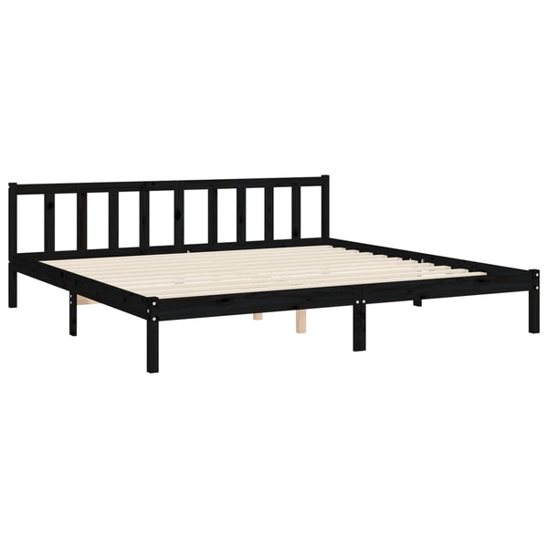 Massivholzbett Schwarz 200x200 cm mit Kopfteil