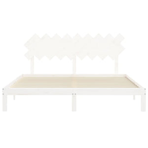 vidaXL Solid Wood Bed with Headboard White
