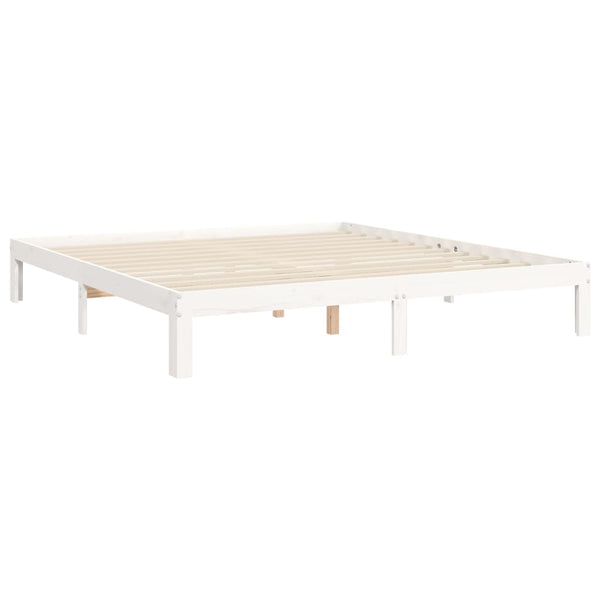 vidaXL Solid Wood Bed with Headboard White