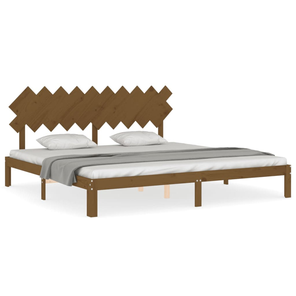 vidaXL Lit en bois massif avec tête de lit marron miel 200x200 cm