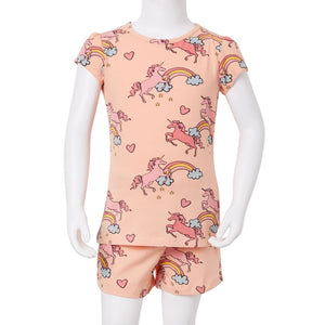 Kinderpyjama mit Kurzen Ärmeln Hellorange 104