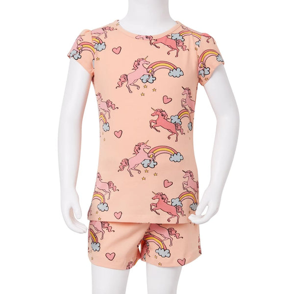 Kinderpyjama mit Kurzen Ärmeln Hellorange 104