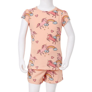 Kinderpyjama mit Kurzen Ärmeln Hellorange 140