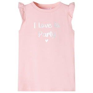 T-shirt enfant à manches volantées rose clair 116