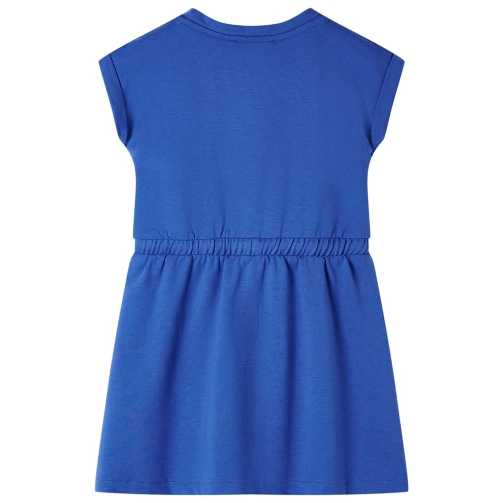 Kinderkleid Kobaltblau mit Kordelzug - Größe 128