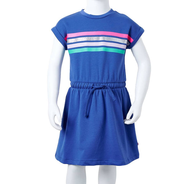 Kinderkleid Kobaltblau mit Kordelzug - Größe 128