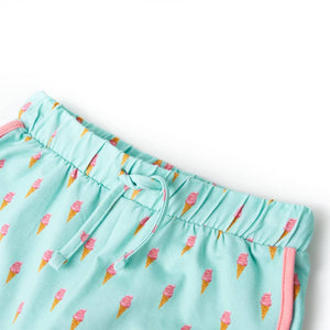 Kindershorts Minzgrün mit Kordelzug - Größe 104