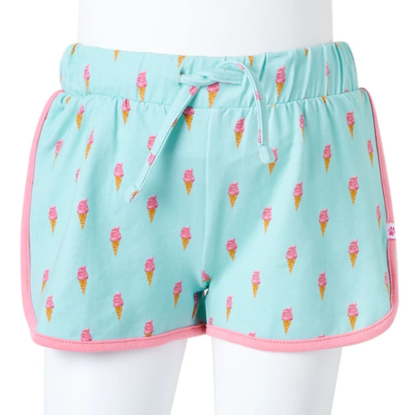 Kindershorts Minzgrün mit Kordelzug - Größe 104