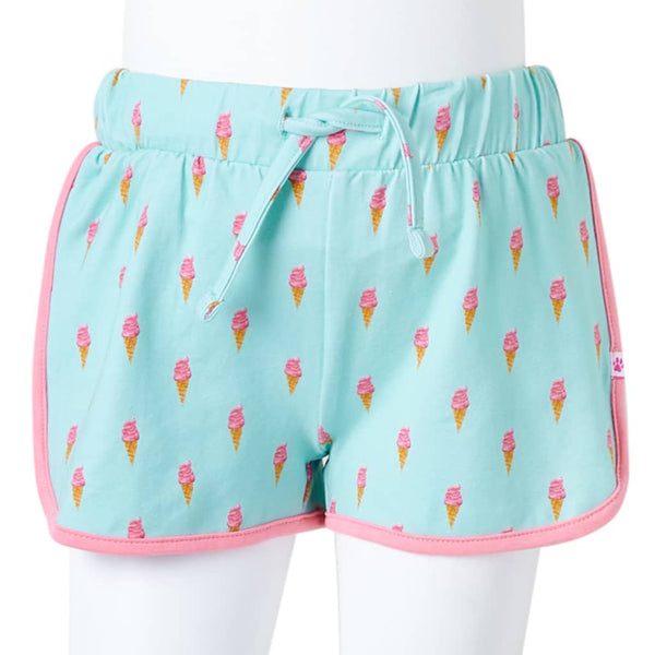 Kindershorts Minzgrün mit Kordelzug - Größe 128