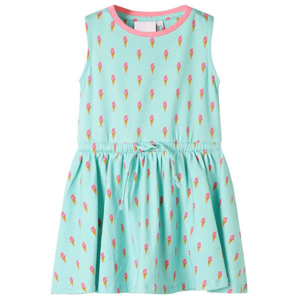 Kinderkleid Minzgrün mit Kordelzug - Größe 116