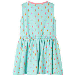 Kinderkleid Minzgrün mit Kordelzug - Größe 116