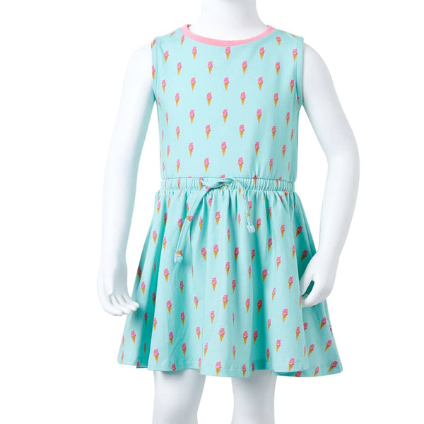 Kinderkleid Minzgrün mit Kordelzug - Größe 116