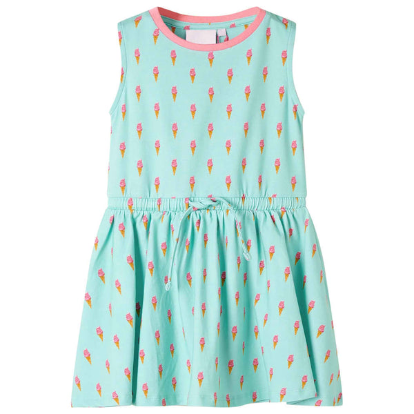 Robe d'enfant à cordon vert menthe clair 128