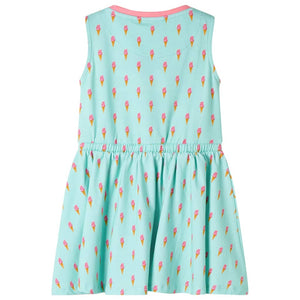 Kinderkleid Minzgrün mit Kordelzug - Größe 128