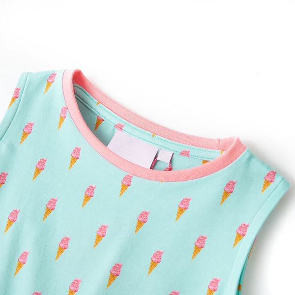 Robe d'enfant à cordon vert menthe clair 128