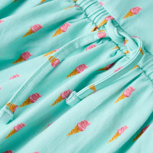 Kinderkleid Minzgrün mit Kordelzug - Größe 140