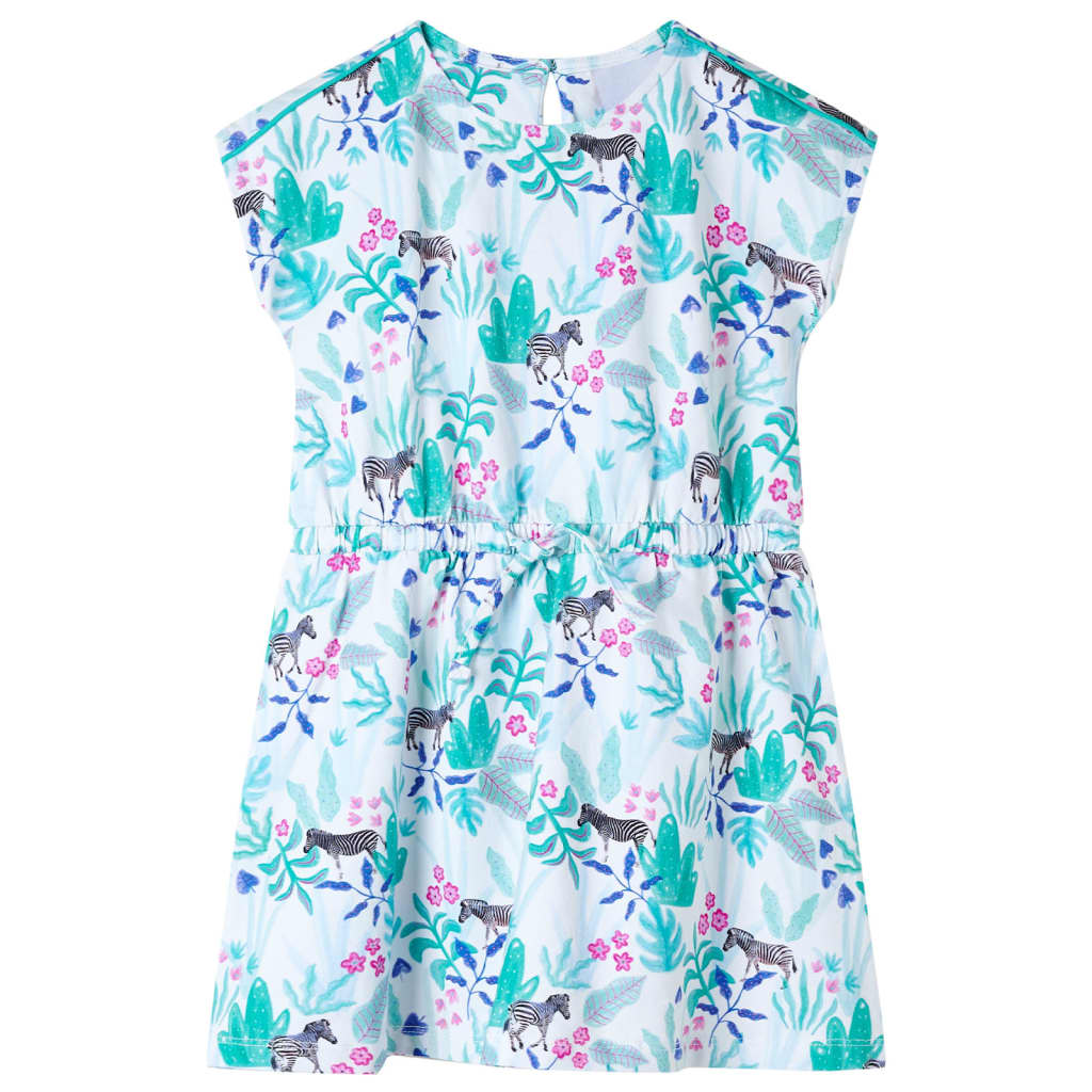 Kinderkleid Ecru/Minzgrün Gr. 116