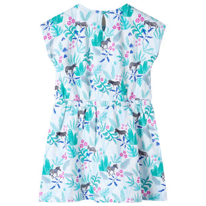 Kinderkleid Ecru/Minzgrün Gr. 116