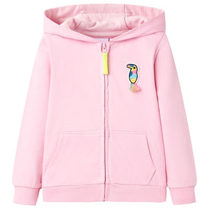 Kinder Kapuzenpullover mit Reißverschluss - Hellrosa, Größe 104