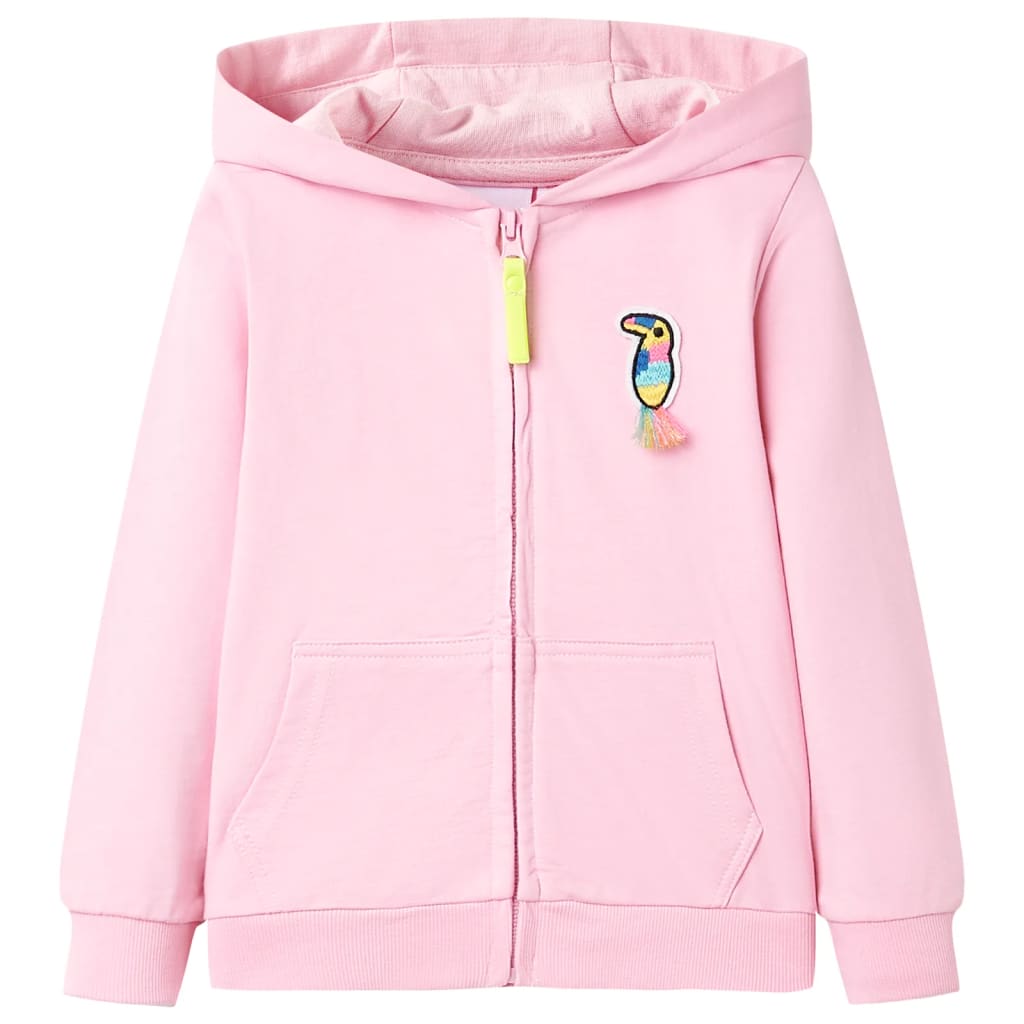 Kinder Kapuzenpullover mit Reißverschluss - Hellrosa, Größe 104