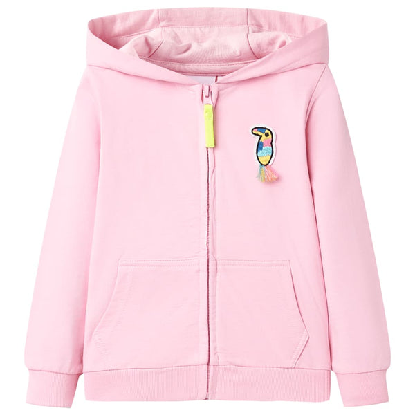 Sweat à capuche zippé enfant rose clair 128