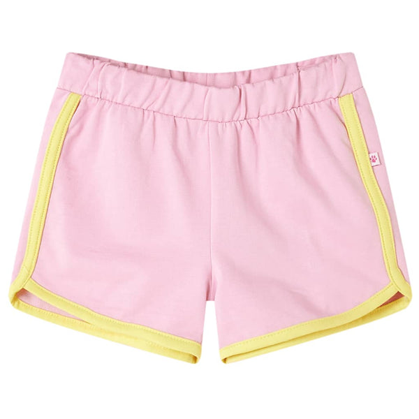 Kindershorts Knallrosa mit Gelbem Besatz - Größe 128