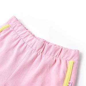Kindershorts Knallrosa mit Gelbem Besatz - Größe 128