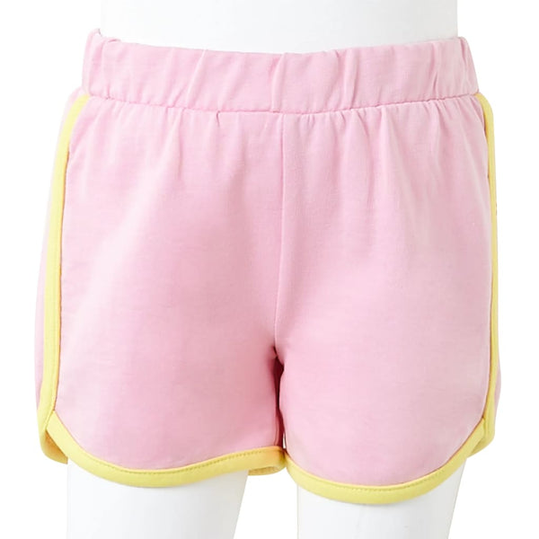 Kindershorts Knallrosa mit Gelbem Besatz - Größe 128