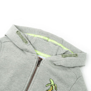 Kinder Kapuzenpullover mit Reißverschluss Khaki Melange - Größe 116