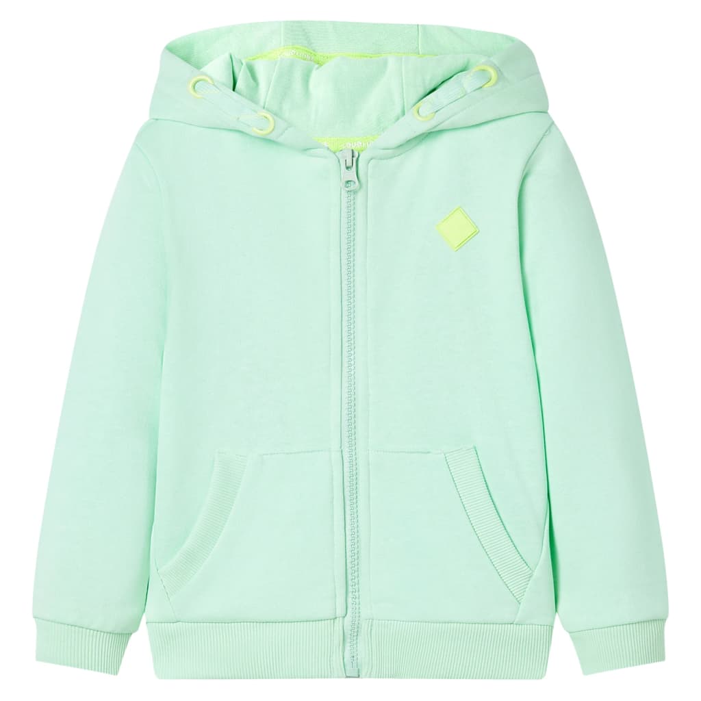 Hellgrüner Kinder Kapuzenpullover mit Reißverschluss - Größe 104