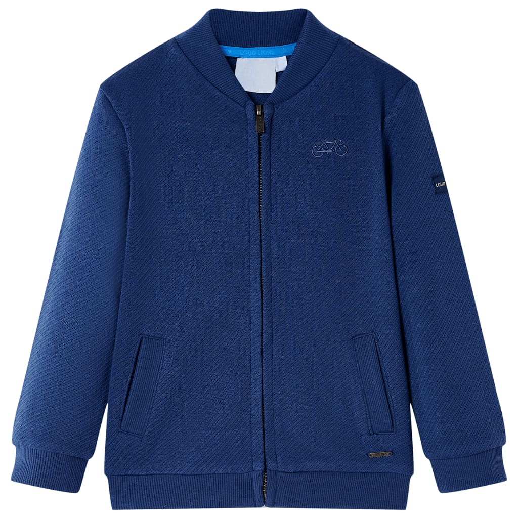 Marineblaues Kinder-Sweatshirt mit Reißverschluss, Größe 104