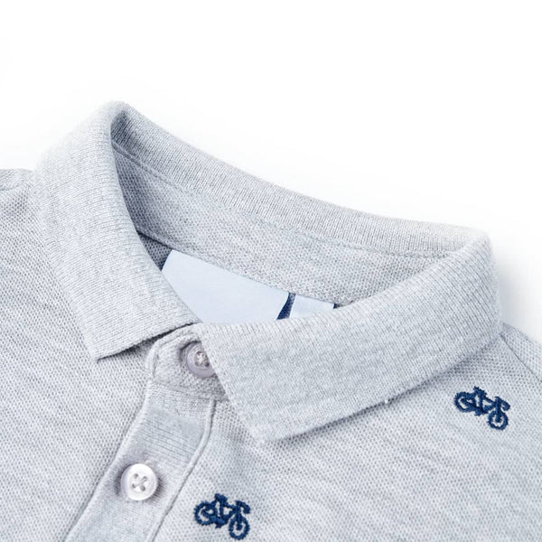 Kinder Polo Shirt Grau Melange Größe 140