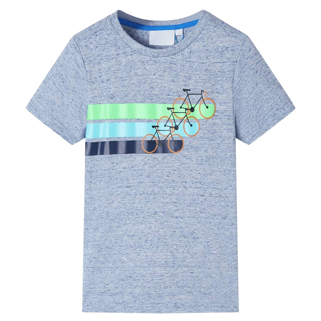 Kinder Kurzarmshirt Blau Melange Größe 116