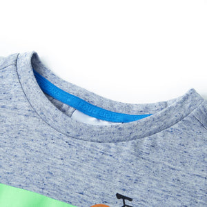 Kinder Kurzarmshirt Blau Melange Größe 116