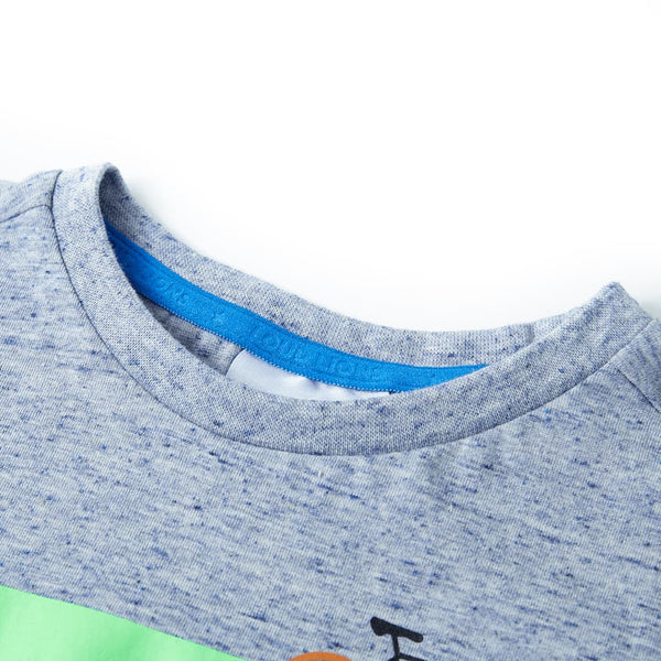 Kinder Kurzarmshirt Blau Melange Größe 116