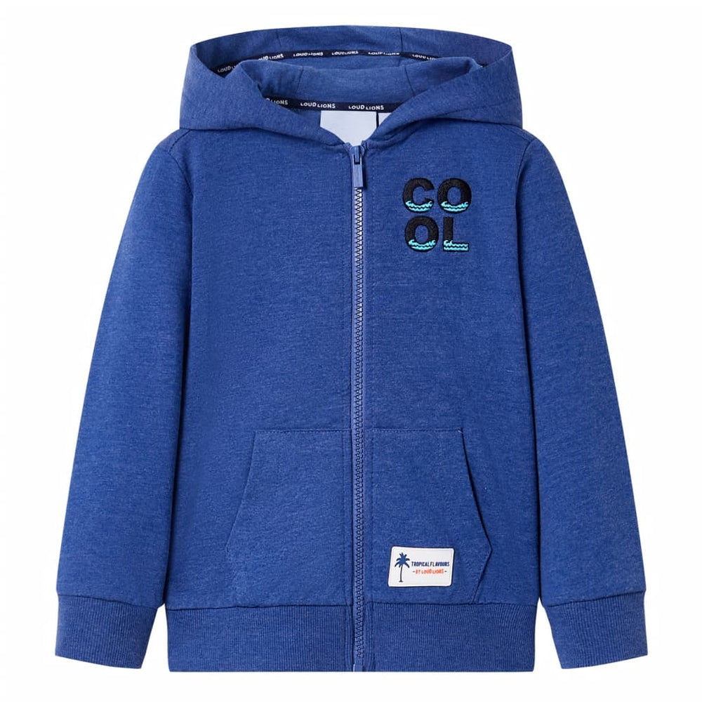 Sweat à capuche zippé pour enfant Bleu foncé chiné 92