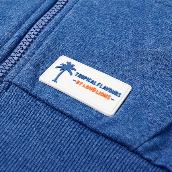 Kinder-Kapuzenpullover mit Reißverschluss Dunkelblau Melange 92