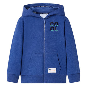 Kinder-Kapuzenpullover mit Reißverschluss Dunkelblau Melange 104