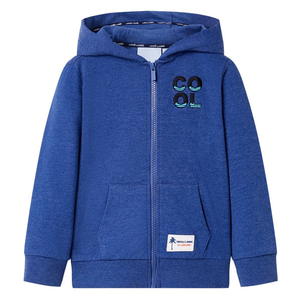 Kinder-Kapuzenpullover mit Reißverschluss Dunkelblau Melange 104