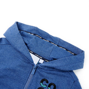 Kinder-Kapuzenpullover mit Reißverschluss Dunkelblau Melange 104
