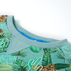 Sweatshirt enfant vert clair chiné 140