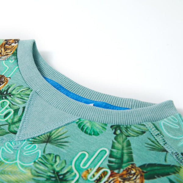Sweatshirt enfant vert clair chiné 140