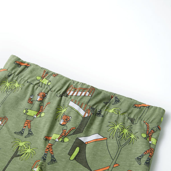 Kinderpyjama mit Kurzen Ärmeln Hellkhaki 104