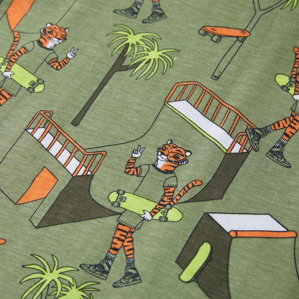 Kinderpyjama mit Kurzen Ärmeln Hellkhaki 104