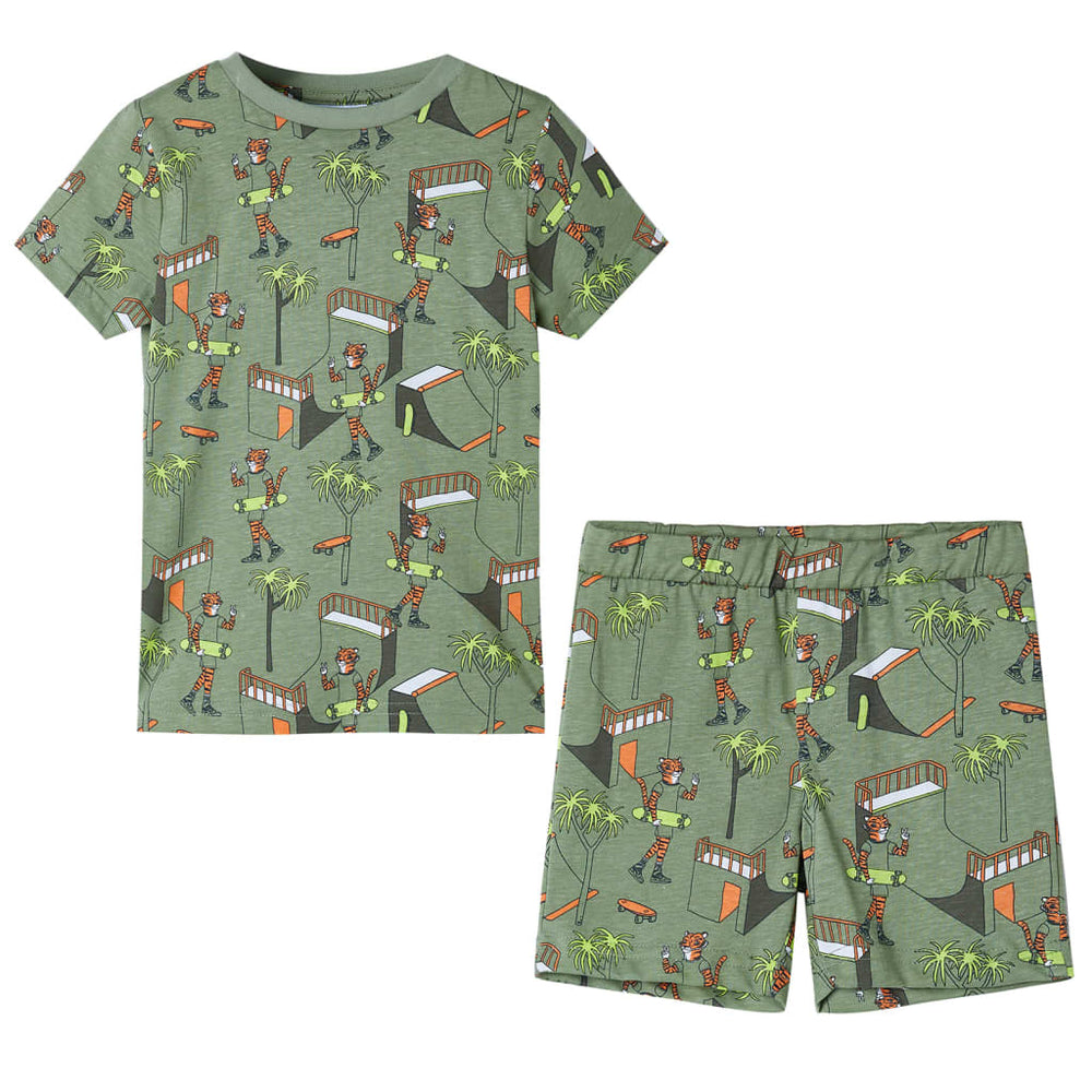 Kinderpyjama mit Kurzen Ärmeln Hellkhaki 116