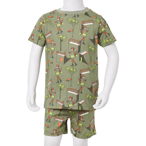 Kinderpyjama mit Kurzen Ärmeln Hellkhaki 116