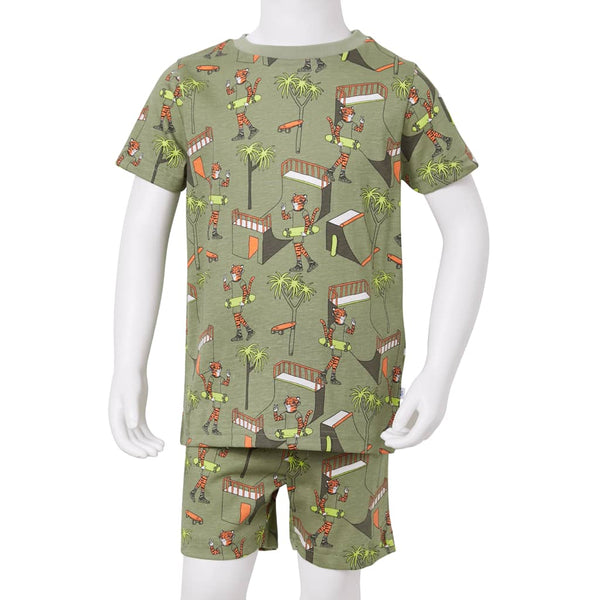 Kinderpyjama mit Kurzen Ärmeln Hellkhaki 116