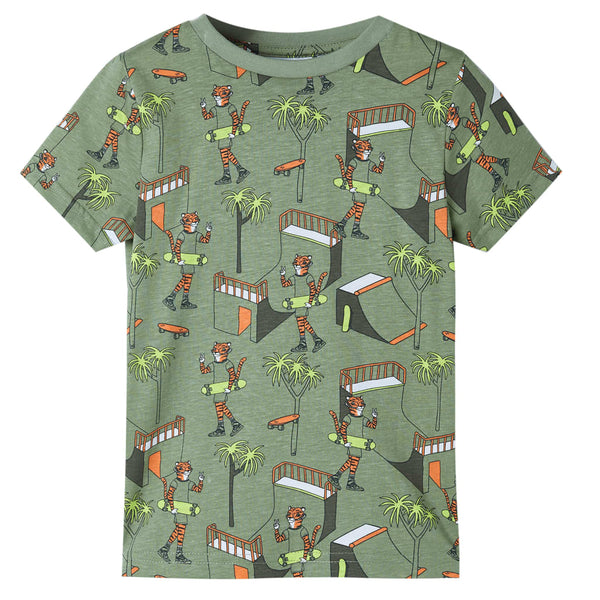 Kinderpyjama mit Kurzen Ärmeln Hellkhaki 116